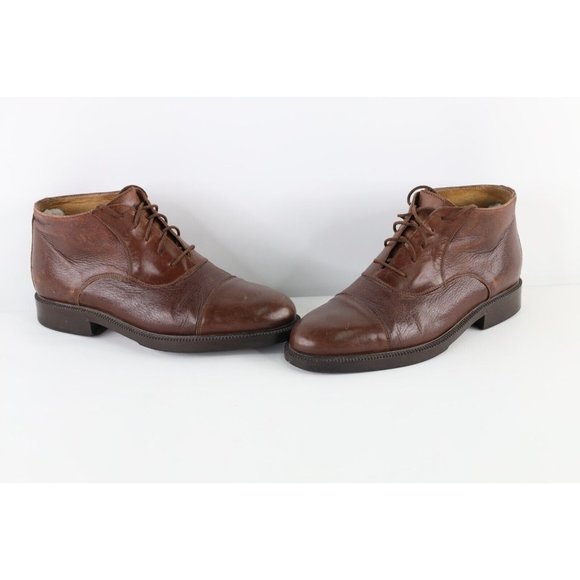 Vintage 90s Mens Size 12 Distressed Leather Toe Cap Ankle Chukka Boots Brown main image 7
